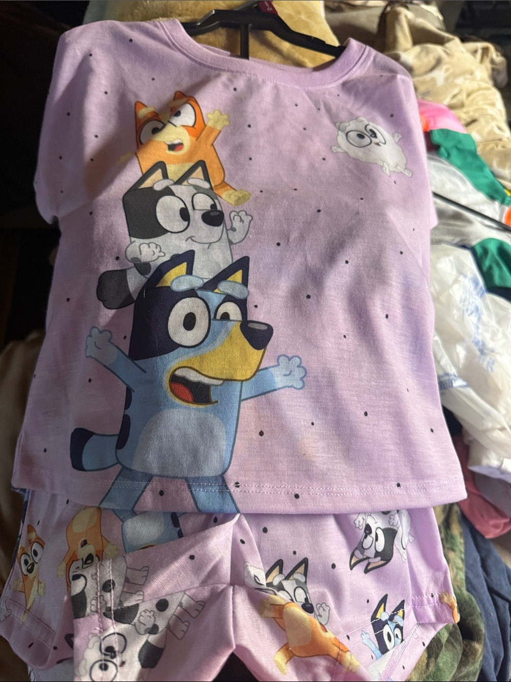 Girls Pink Bluey Character Short Sleeve Pajama Set